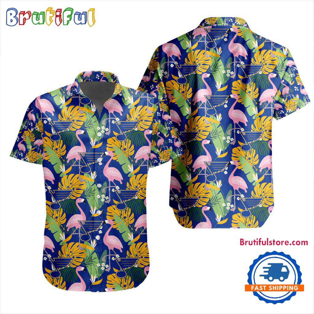 NHL St. Louis Blues Special Flamingo Hawaiian Design Button Shirt
