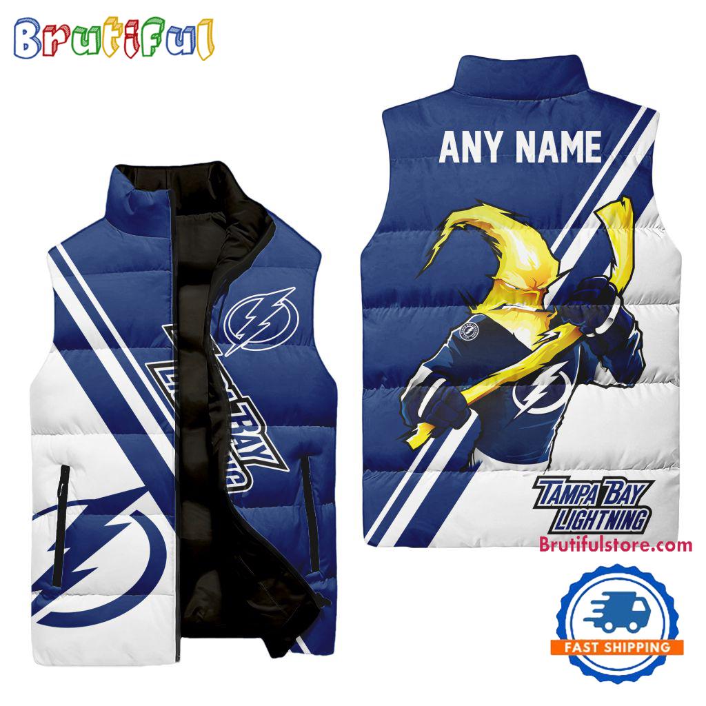 NHL Tampa Bay Lightning Custom Name Sleeveless Puffer Jacket, Hockey Team Jacket Fans Gifts
