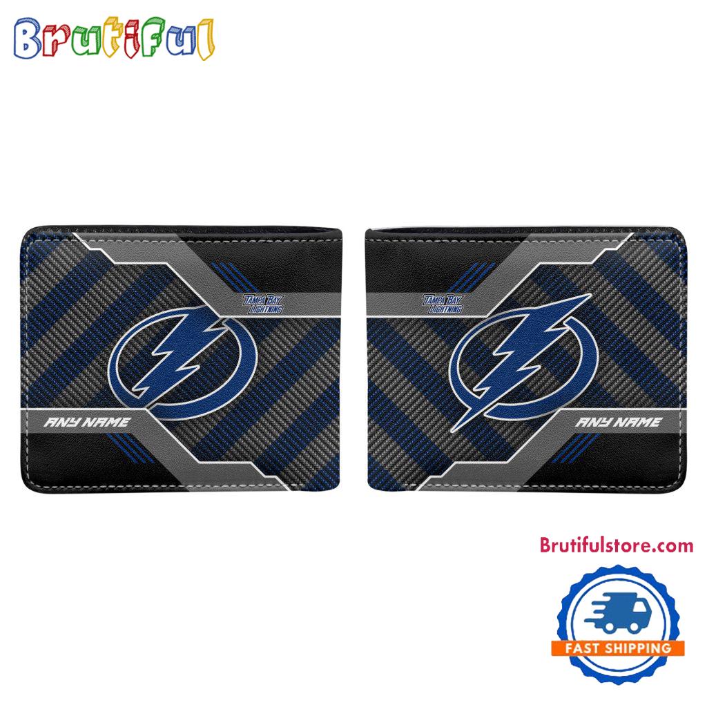 NHL Tampa Bay Lightning Hockey Logo Team Personalized Name Black Men's Wallet