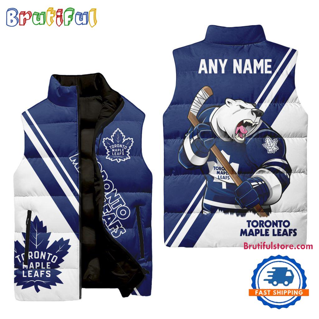 NHL Toronto Maple Leafs Custom Name Sleeveless Puffer Jacket, Hockey Team Jacket Fans Gifts