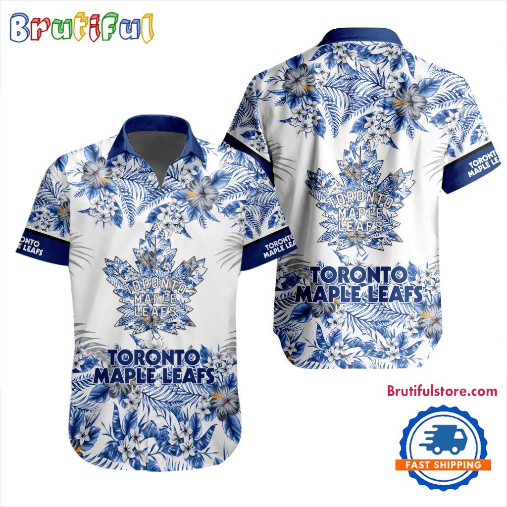 NHL Toronto Maple Leafs Special Flower Tropical Design Hawaiian Button Shirt