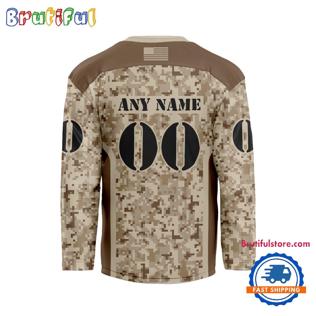 NHL Utah Hockey Club Special Veterans Military Desert Camouflage Design Hockey Jersey