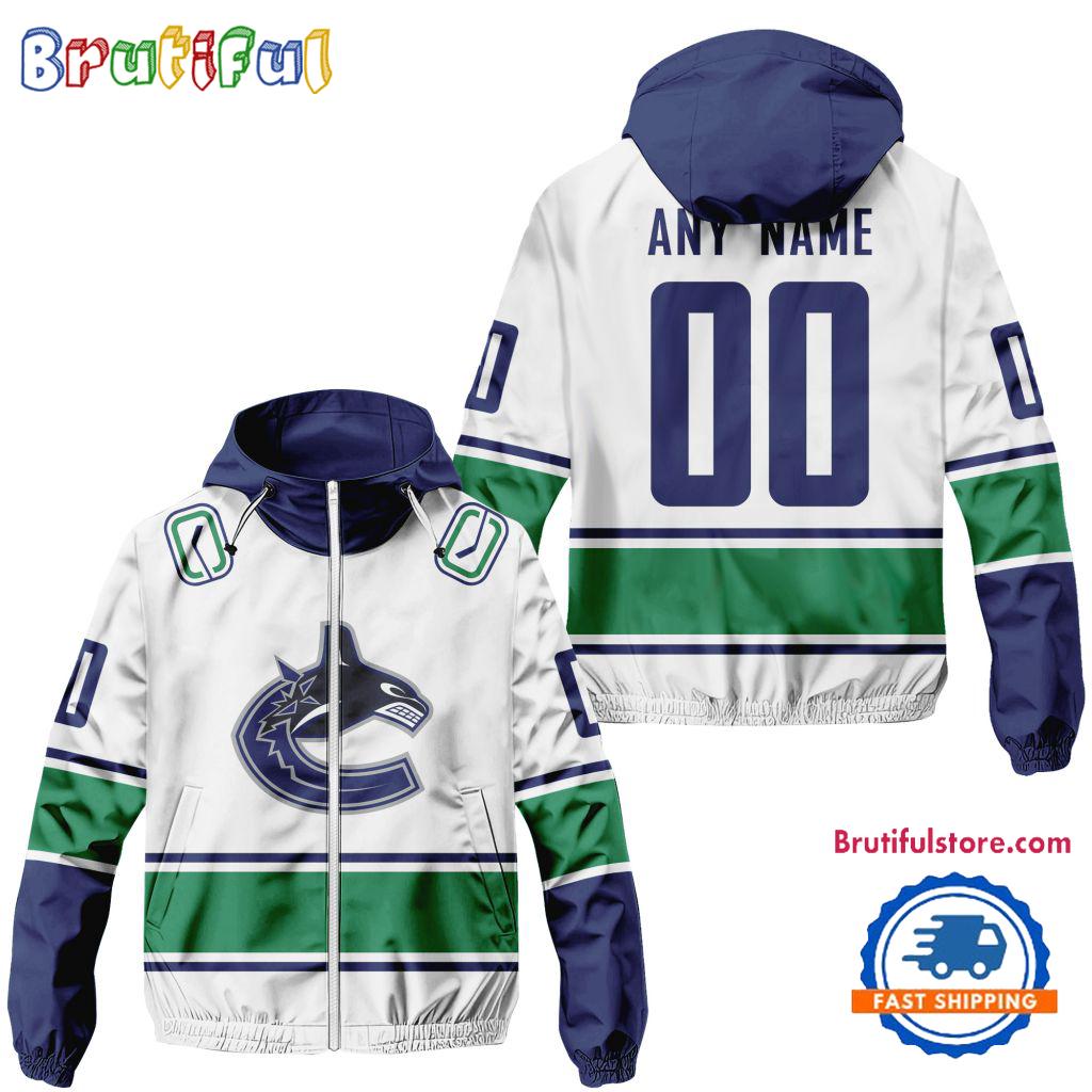 NHL Vancouver Canucks Away Windbreaker Outdoor Jacket, Personalized Hockey Team Jacket Outfits