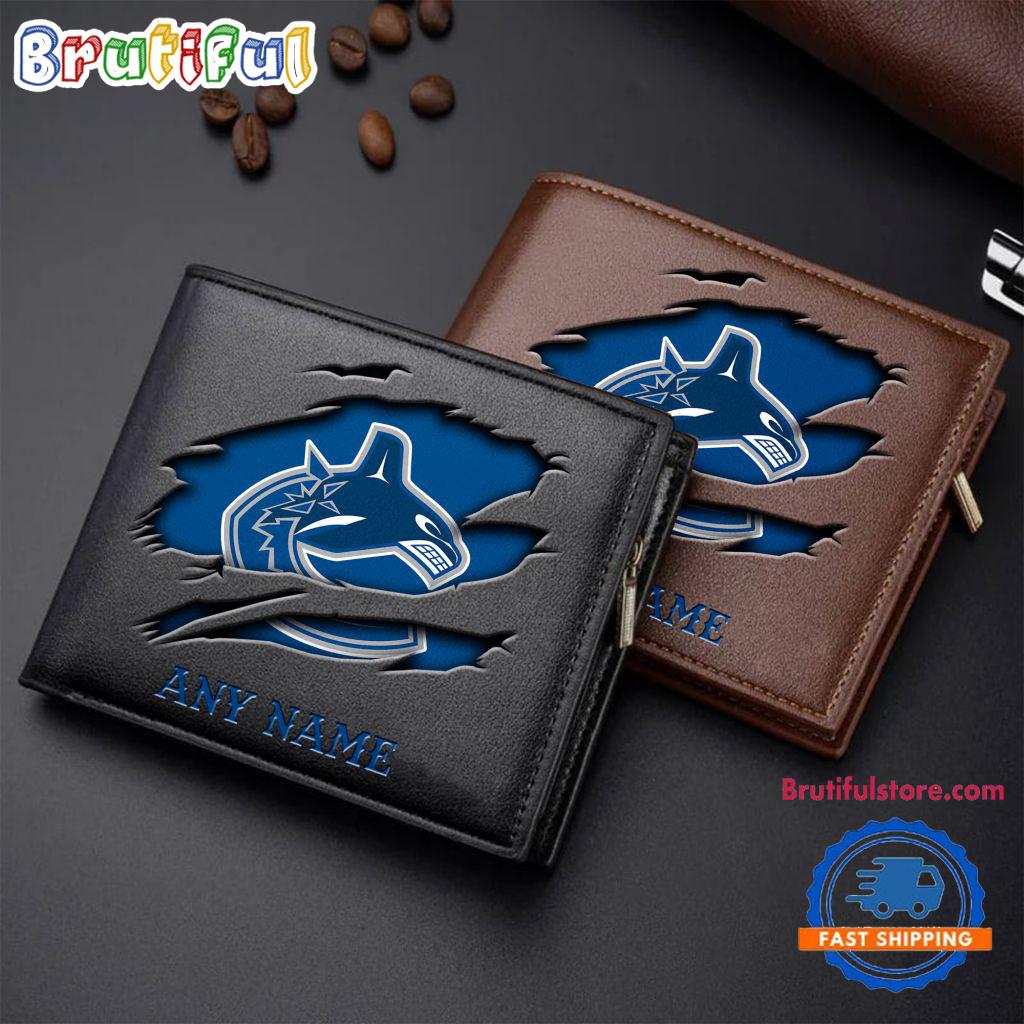 NHL Vancouver Canucks Custom Name Wallet, Hockey Team Design Men's Wallet
