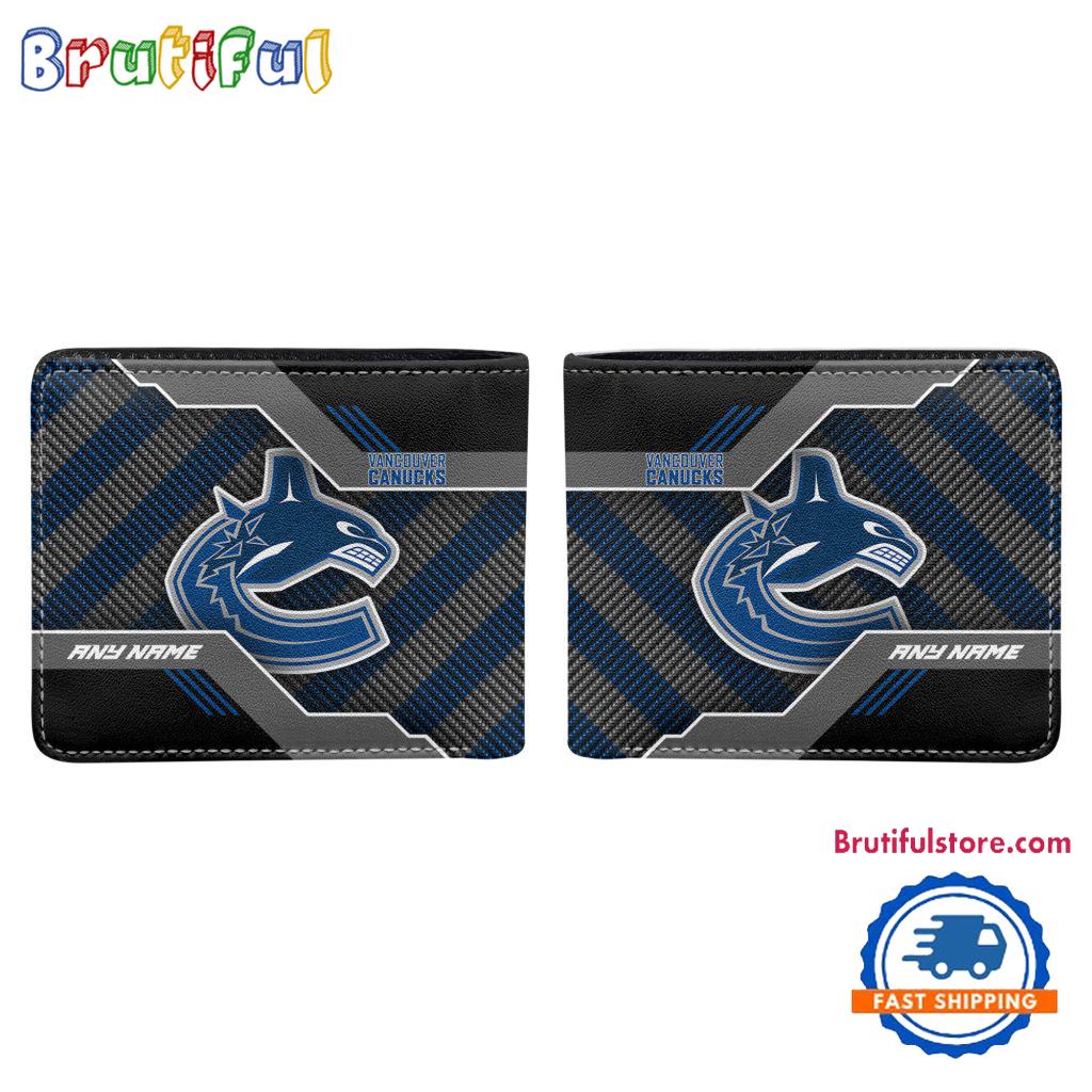 NHL Vancouver Canucks Hockey Logo Team Personalized Name Black Men's Wallet
