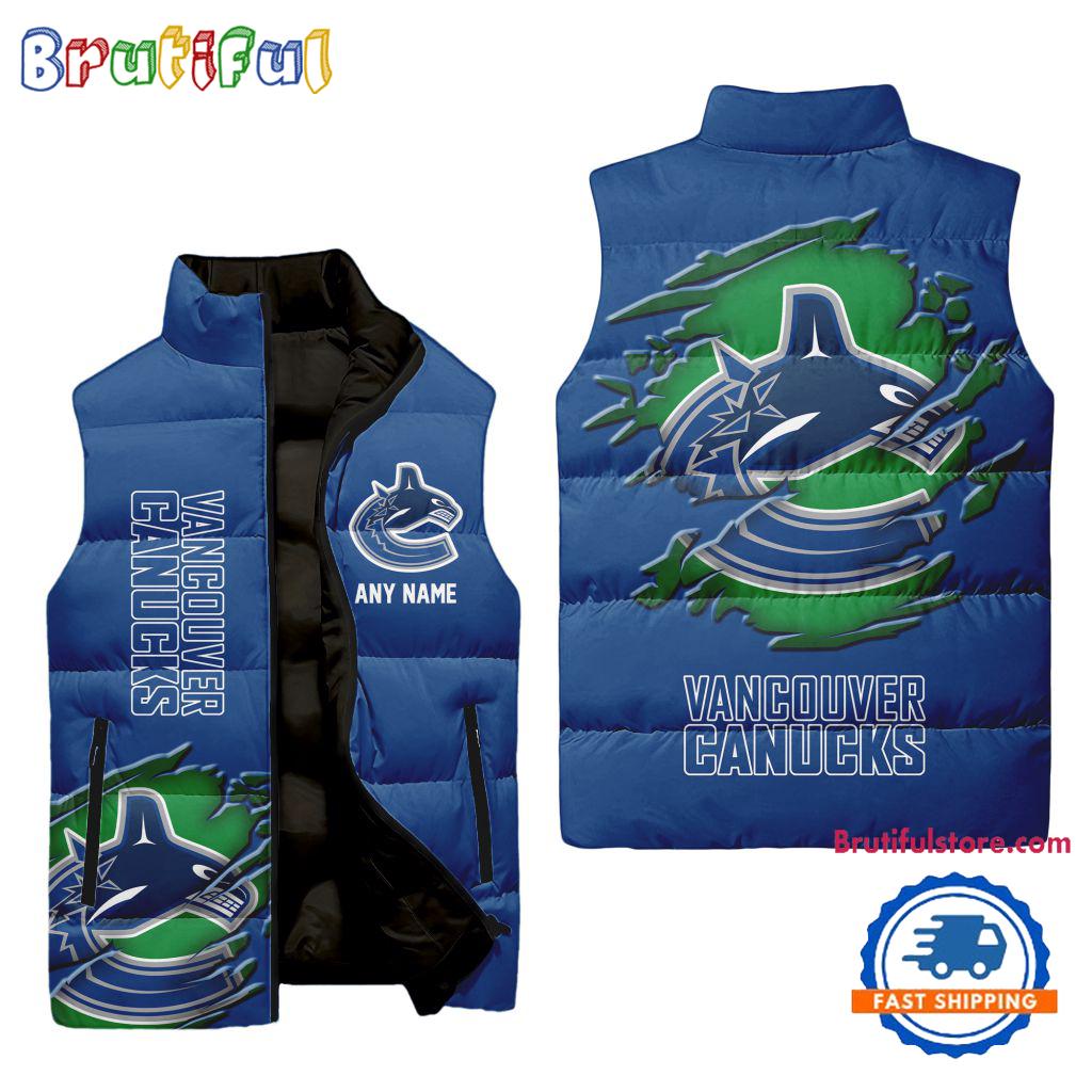 NHL Vancouver Canucks Personalized Hockey Logo Team Sleeveless Puffer Jacket