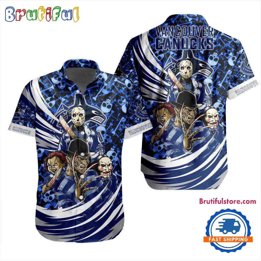 NHL Vancouver Canucks Special Movies Character Halloween Design Hawaiian Button Shirt