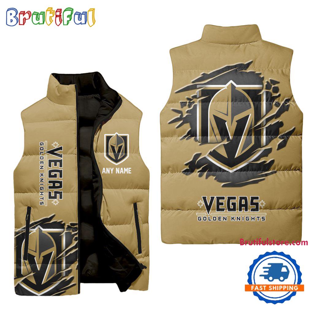 NHL Vegas Golden Knights Personalized Hockey Logo Team Sleeveless Puffer Jacket