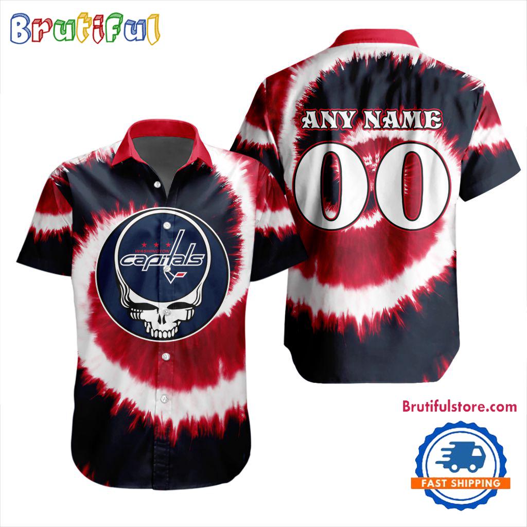 NHL Washington Capitals Grateful Dead Tie-Dye Hawaiian Design Button Shirt