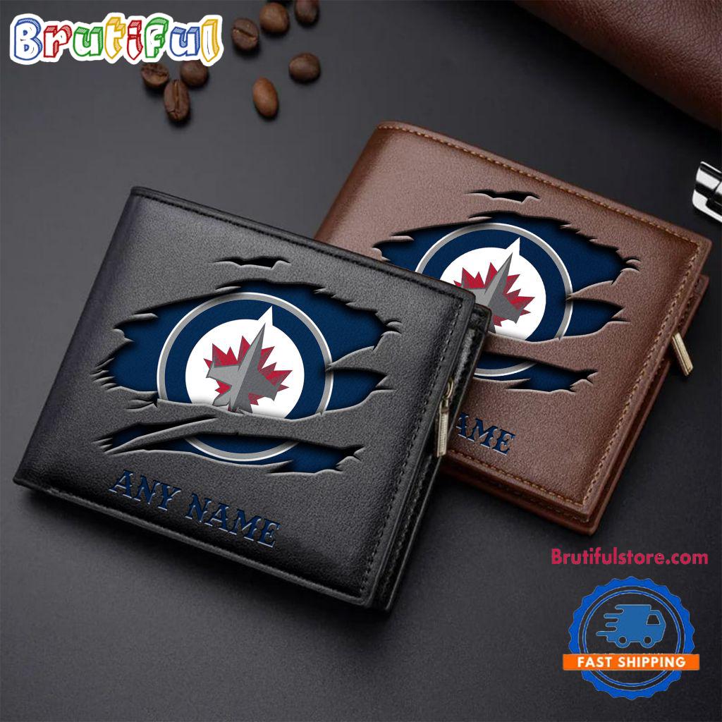 NHL Winnipeg Jets Custom Name Wallet, Hockey Team Design Men's Wallet