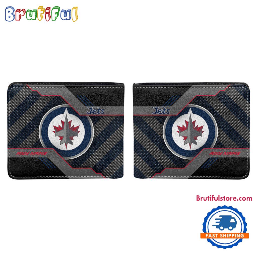 NHL Winnipeg Jets Hockey Logo Team Personalized Name Black Men's Wallet
