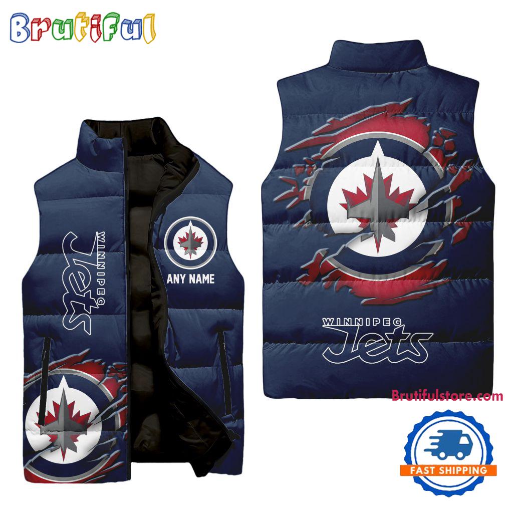 NHL Winnipeg Jets Personalized Hockey Logo Team Sleeveless Puffer Jacket