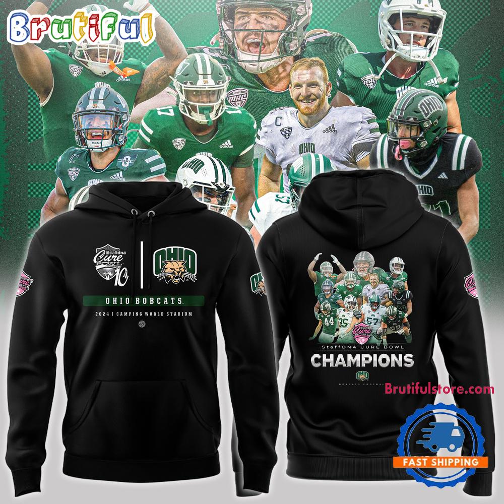 Ohio Bobcats Football Special Edition 2024 Cure Bowl Champions Black Hoodie