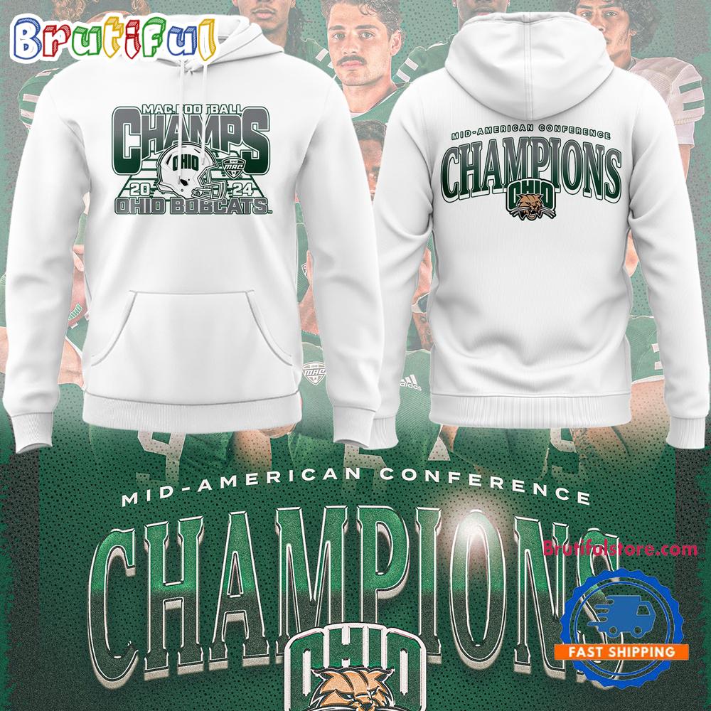 Ohio Bobcats Football Special Edition 2024 MAC Champions White Hoodie