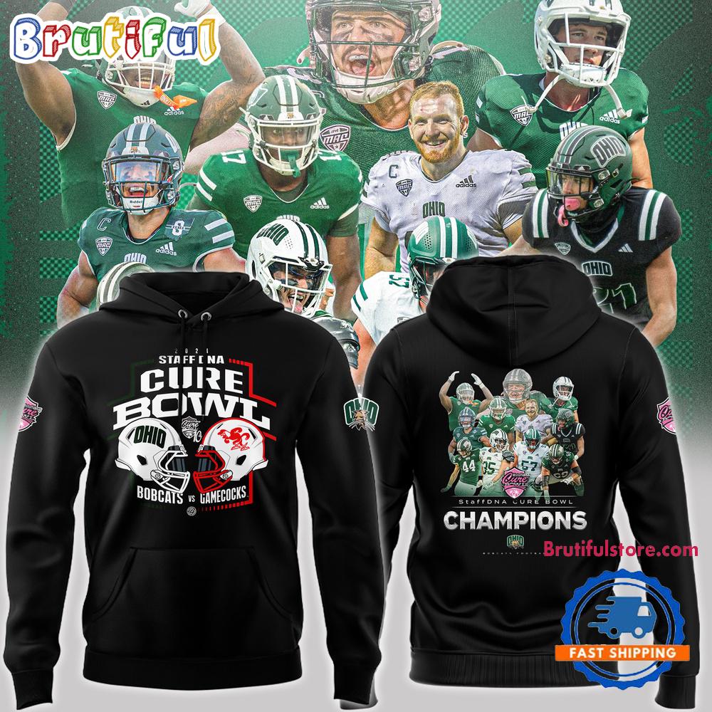 Ohio Bobcats Football vs Gamecocks 2024 Cure Bowl Champions Hoodie
