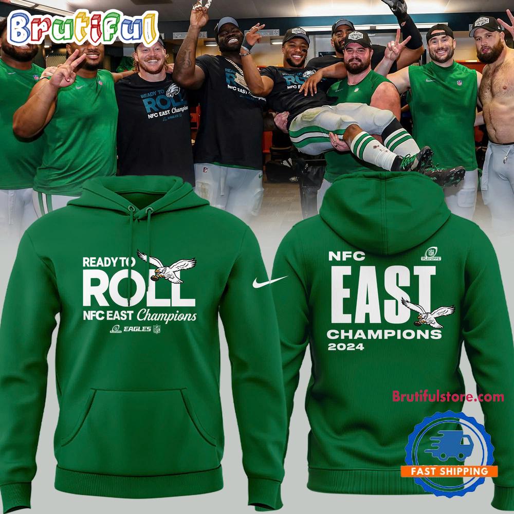 Philadelphia Eagles 2024 NFC East Division Champions Kelly Green Hoodie