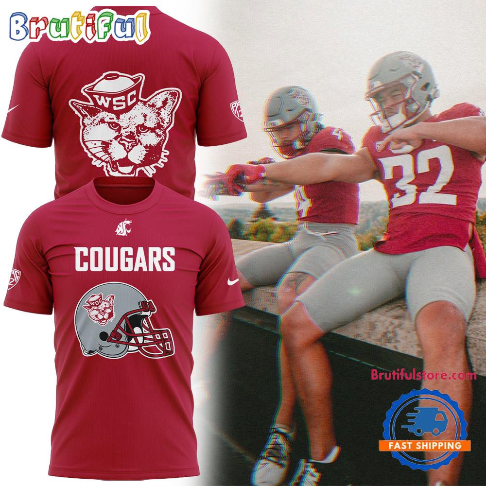 Washington State Cougars Football 2025 Limited New Design Red T Shirt