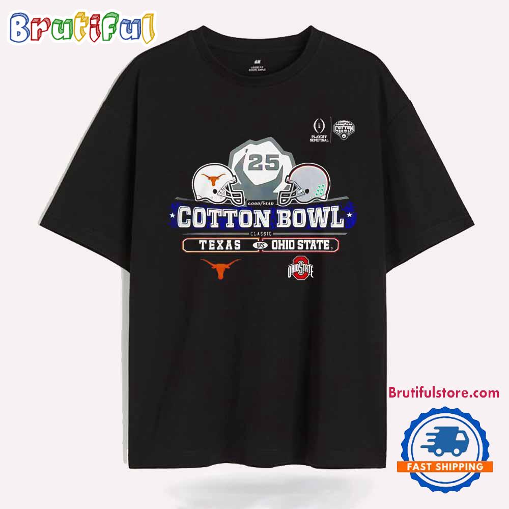2025 Goodyear Cotton Bowl Texas Longhorns vs Ohio State Buckeyes T Shirt