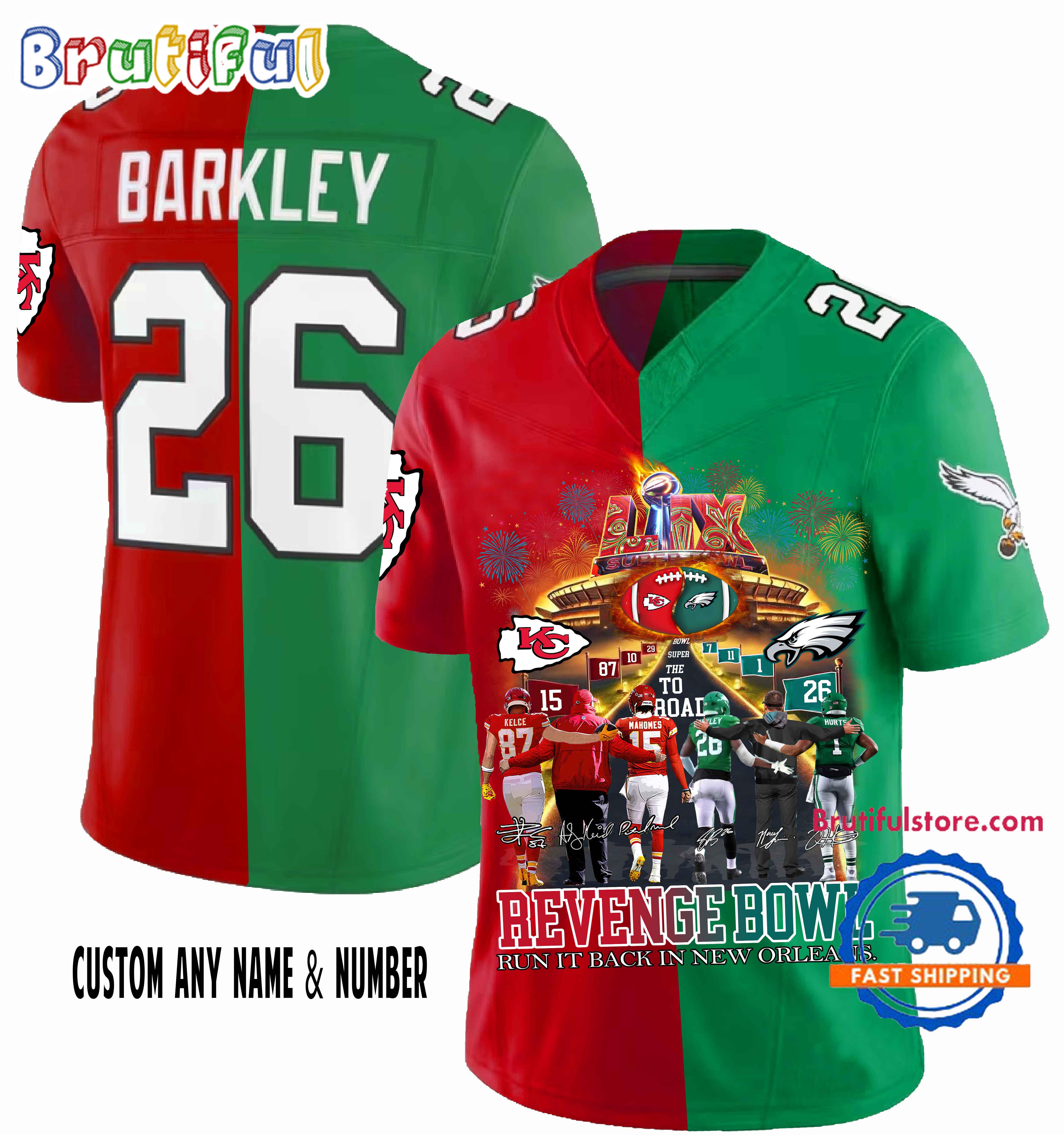 Kansas City Chiefs vs Philadelphia Eagles 2025 Revenge Bowl LIX Football Jersey