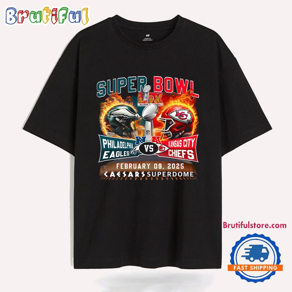 Kansas City Chiefs vs Philadelphia Eagles 2025 Super Bowl LIX Helmet T Shirt