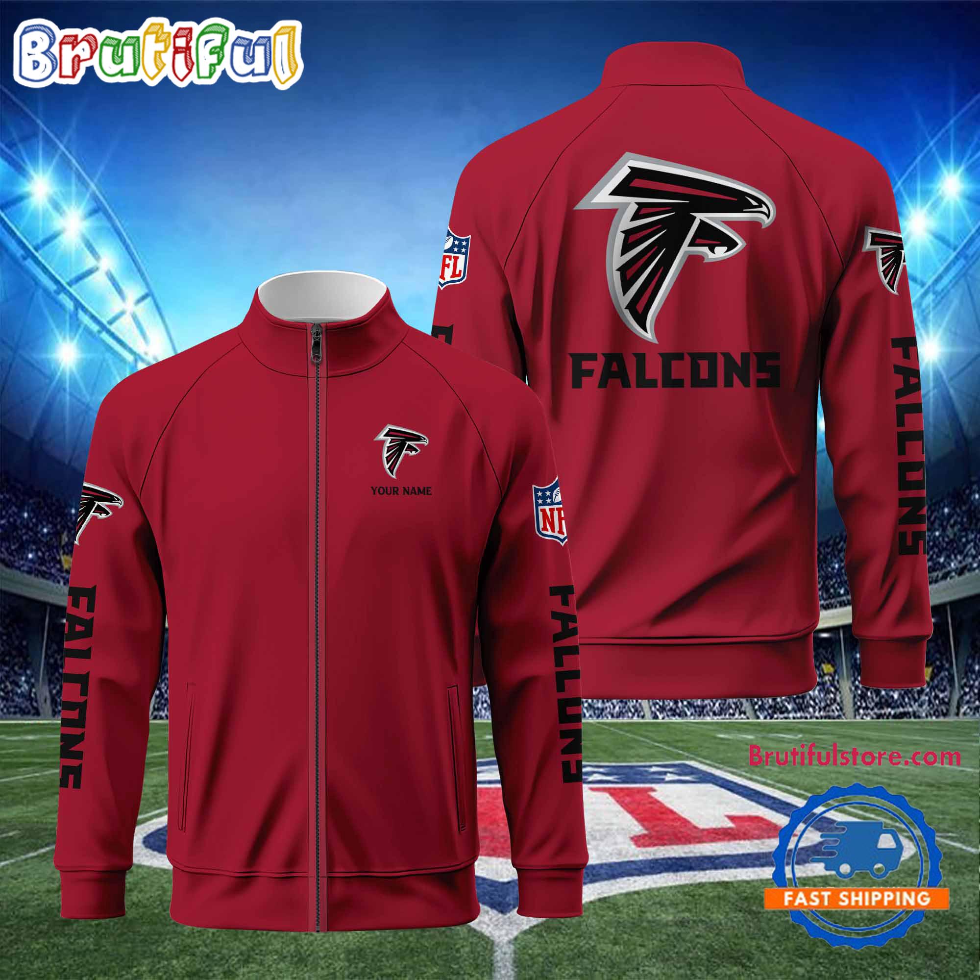 NFL Atlanta Falcons Football Logo Team Standing Neck Zipper Jacket, Custom Football Zipper Jacket