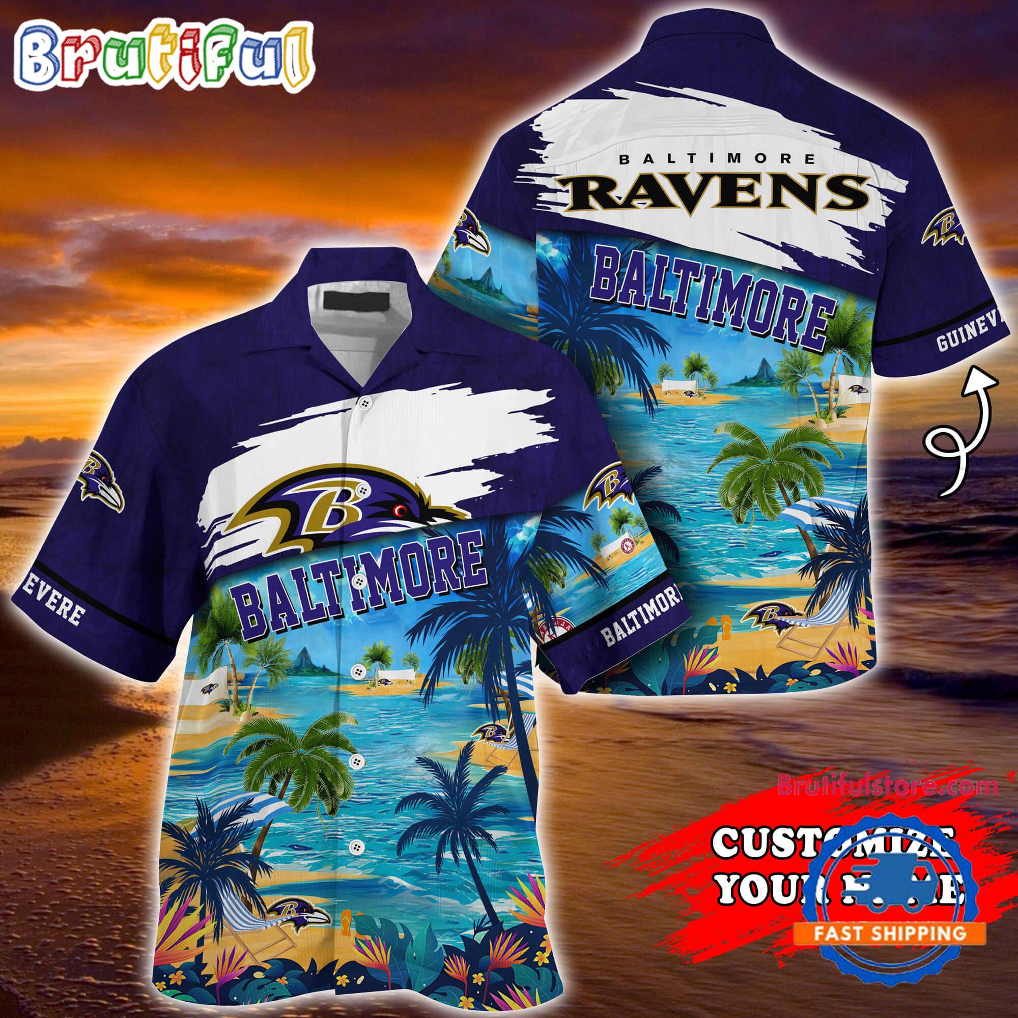 NFL Baltimore Ravens Palm Tree Hot Summer Hawaiian Shirt Gifts Sport Fans