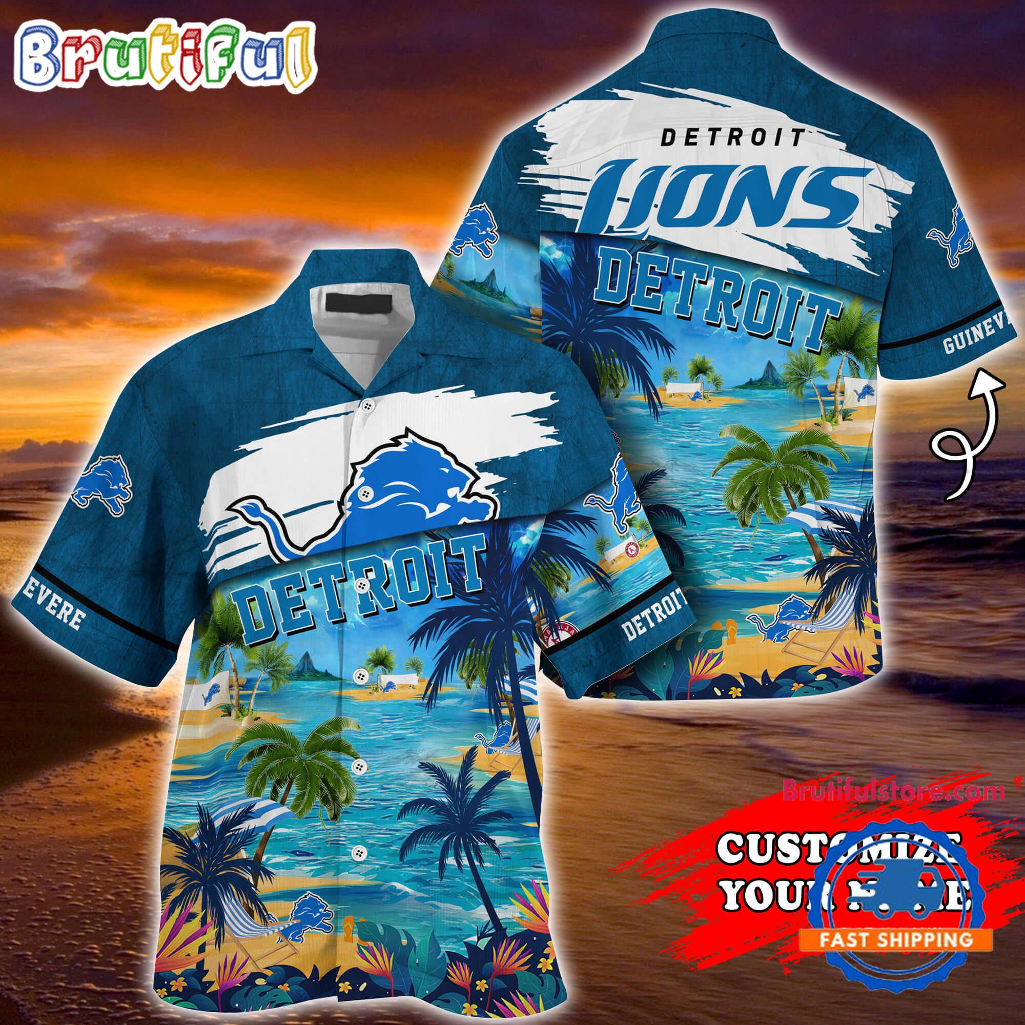NFL Detroit Lions Palm Tree Hot Summer Hawaiian Shirt Gifts Sport Fans