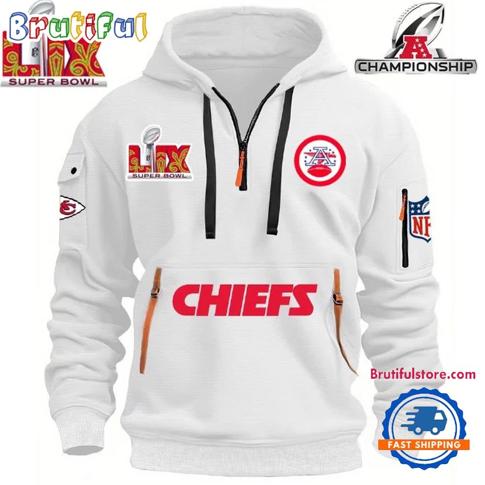 NFL Super Bowl Kansas City Chiefs Hoodie Half Zipper