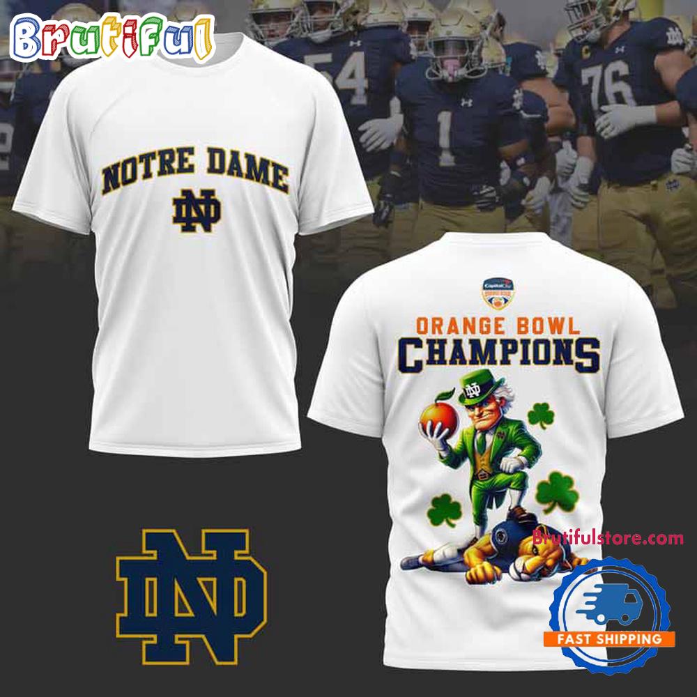Notre Dame Fighting Irish 2025 Orange Bowl Champions All Over Print White T Shirt