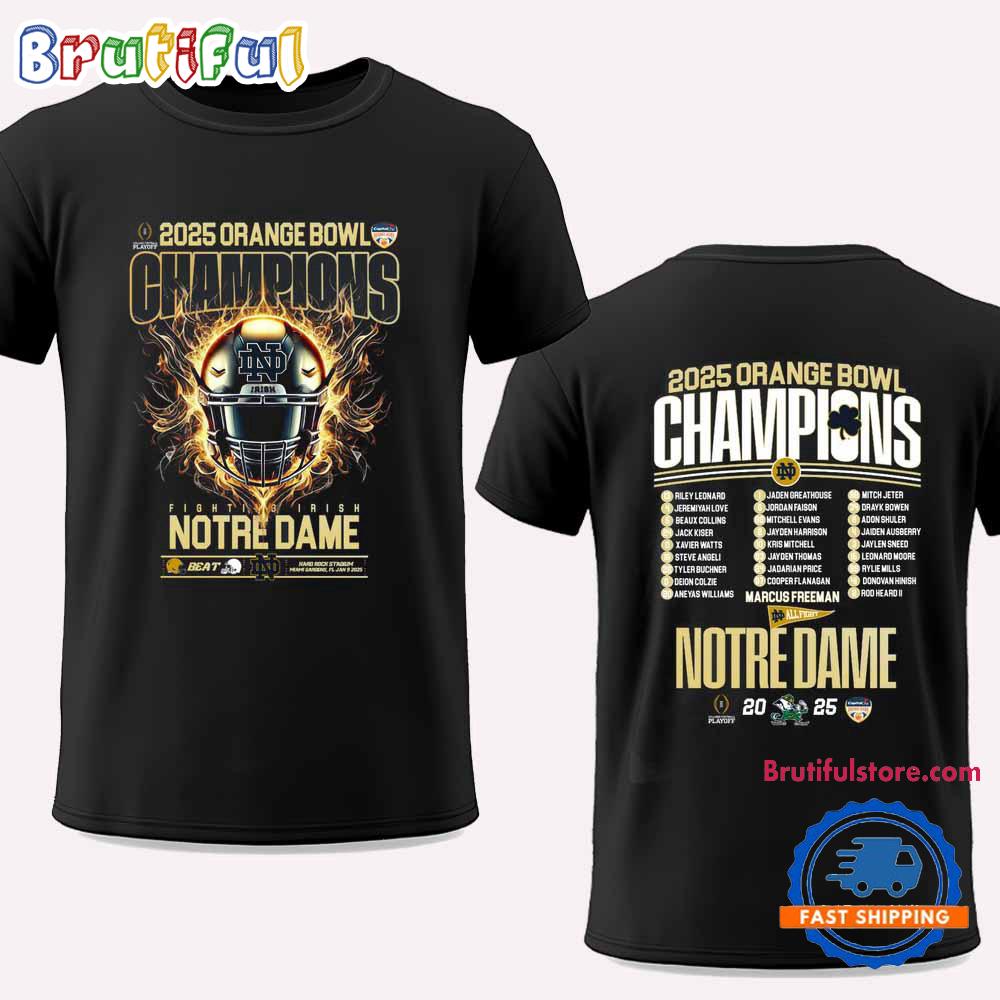 Notre Dame Fighting Irish 2025 Orange Bowl Champions New Shirt