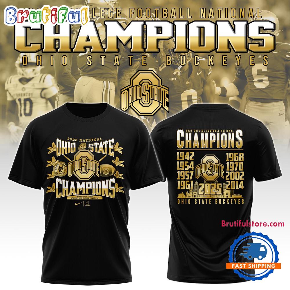 Ohio State Buckeyes NCAA National Champions Golden T Shirt