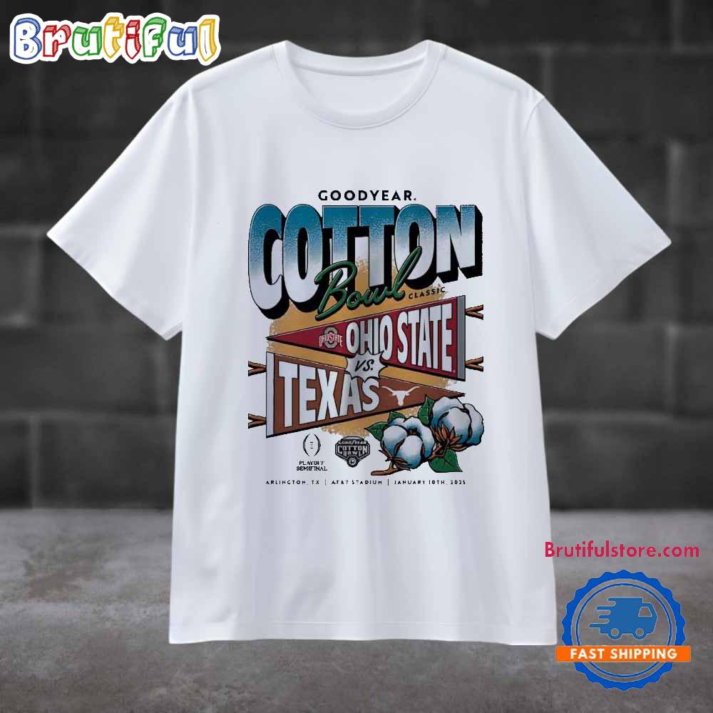 Ohio State Buckeyes vs Texas Longhorns 2025 CFP Goodyear Cotton Bowl Matchup T Shirt