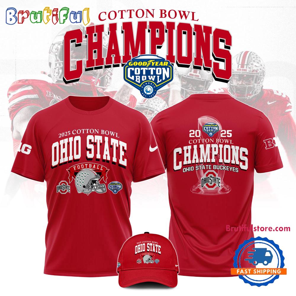 Ohio State Football Cotton Bowl Champions 2025 Red T Shirt