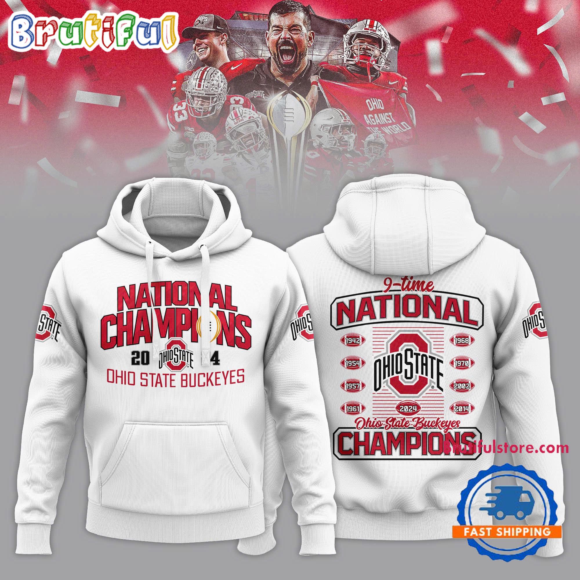 Ohio State National Champions 2025 Design New White Hoodie