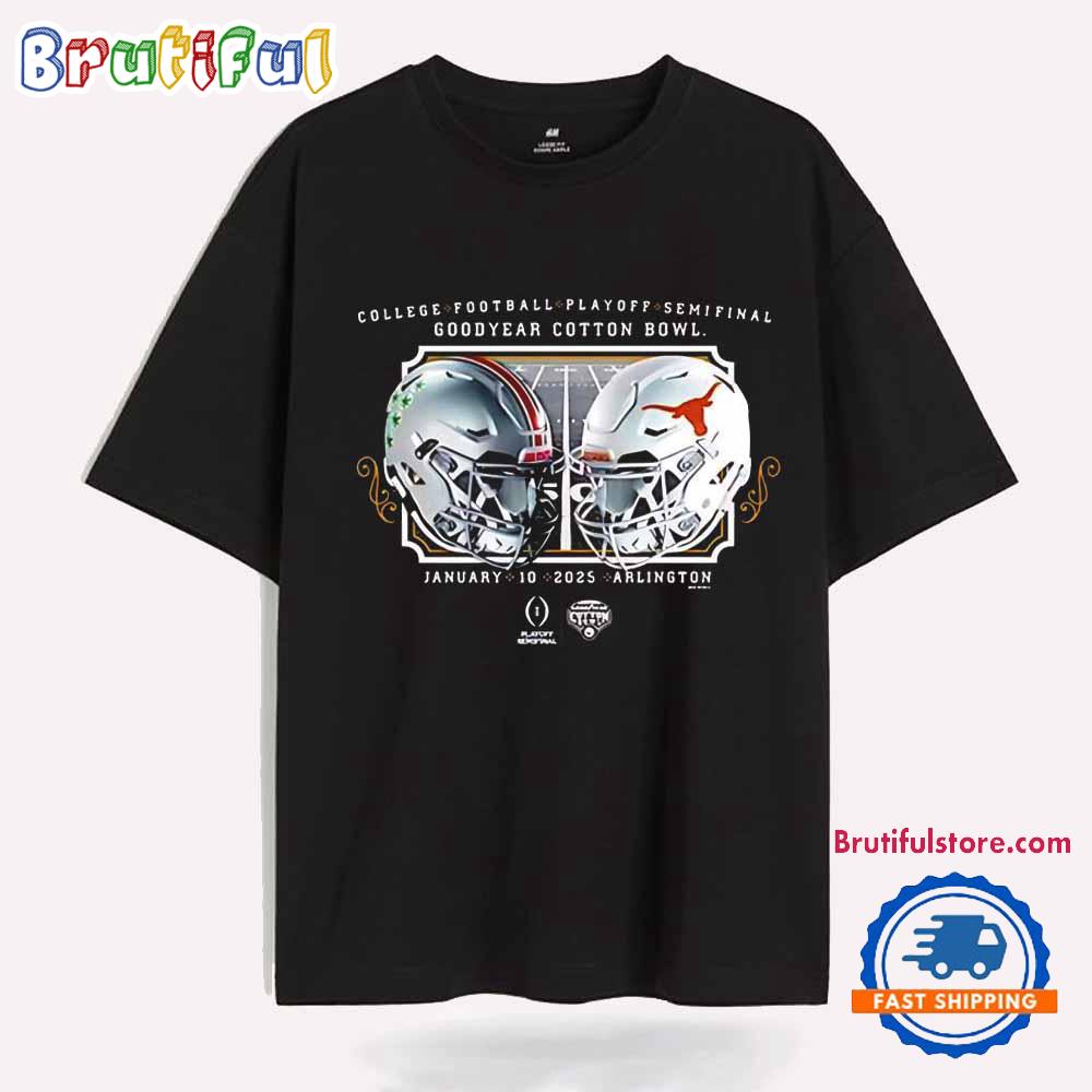 Ohio State vs Texas CFP 2025 Goodyear Cotton Bowl Helmet T Shirt