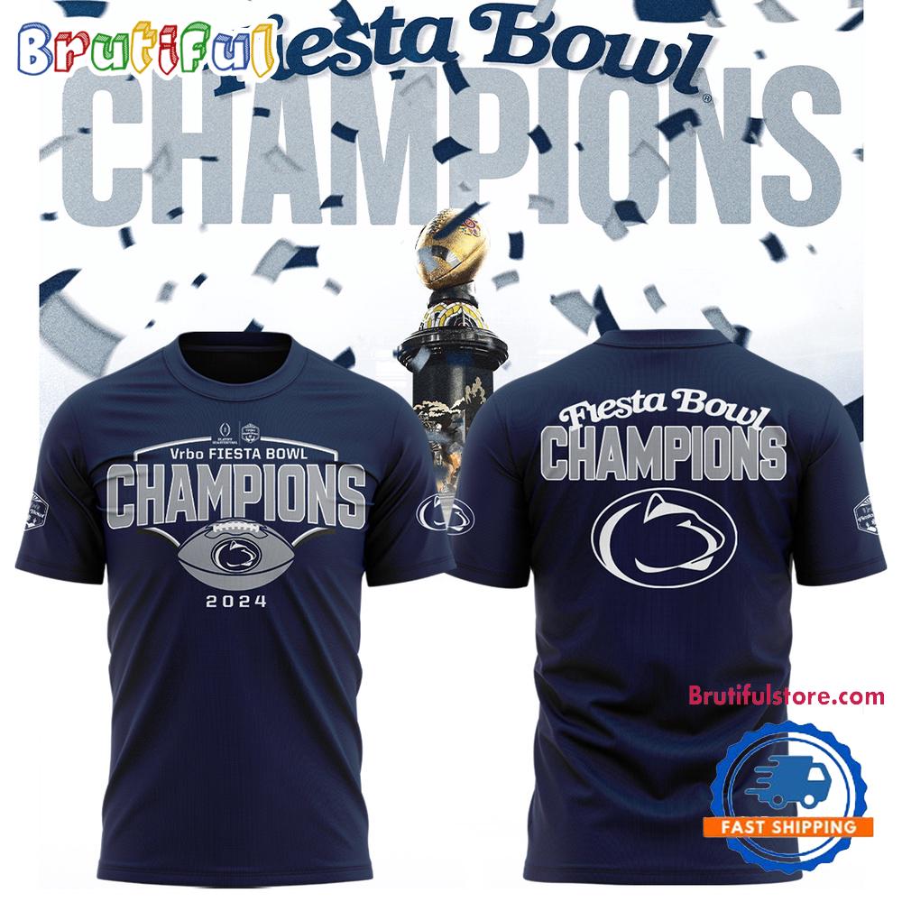 Penn State Nittany Lions FIESTA BOWL CHAMPIONS 2025 New Design Navy T Shirt