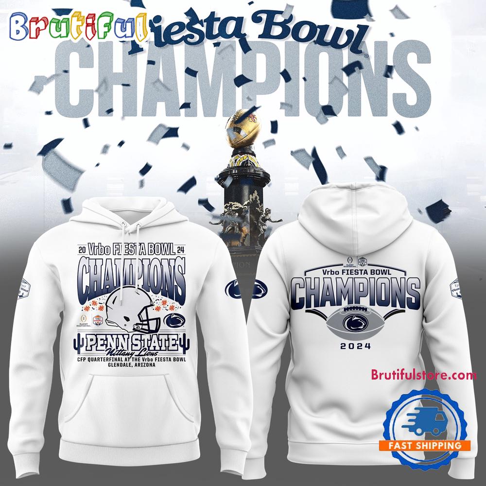 Penn State Nittany Lions FIESTA BOWL CHAMPIONS 2025 New Design White Hoodie Shirt