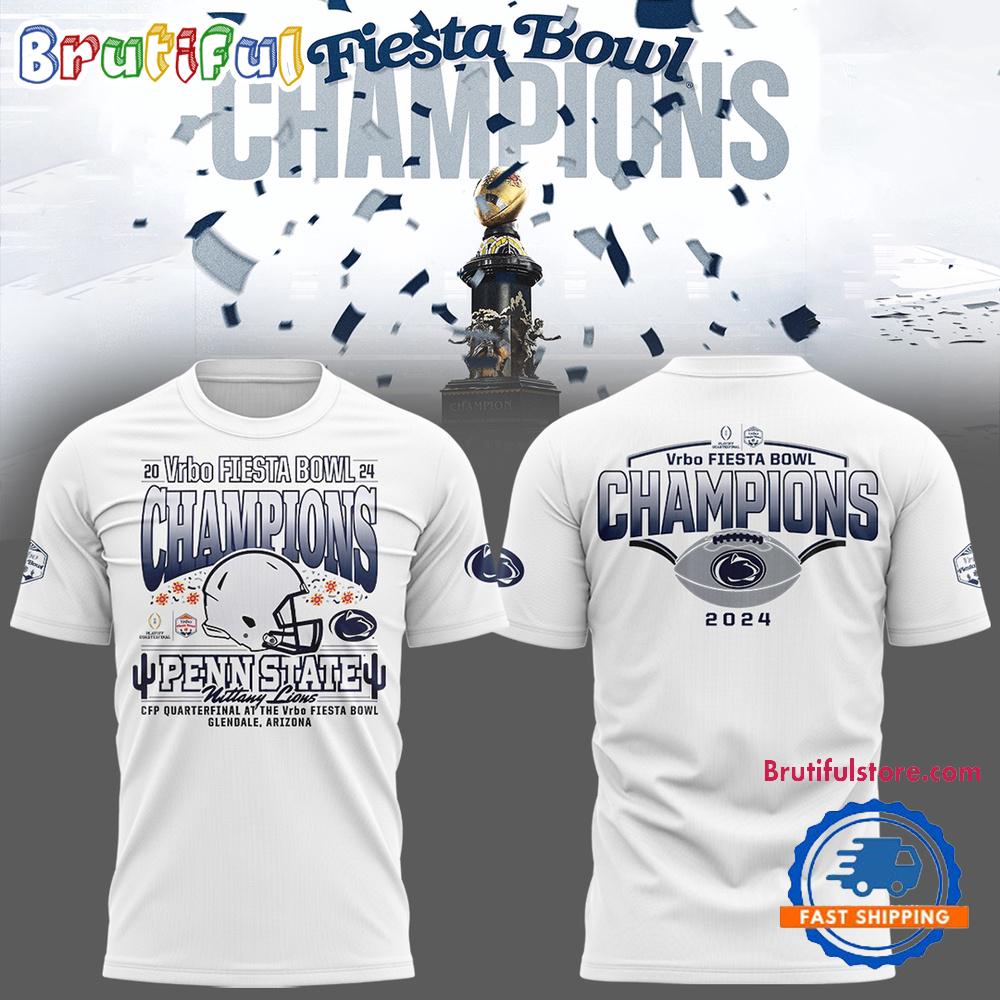 Penn State Nittany Lions FIESTA BOWL CHAMPIONS 2025 New Design White T Shirt