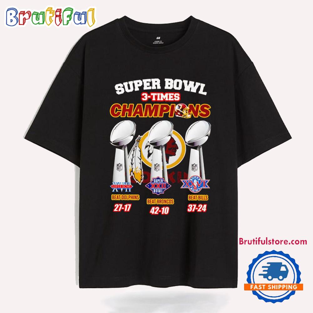 Washington Redskins Super Bowl 3-times Champions T Shirt