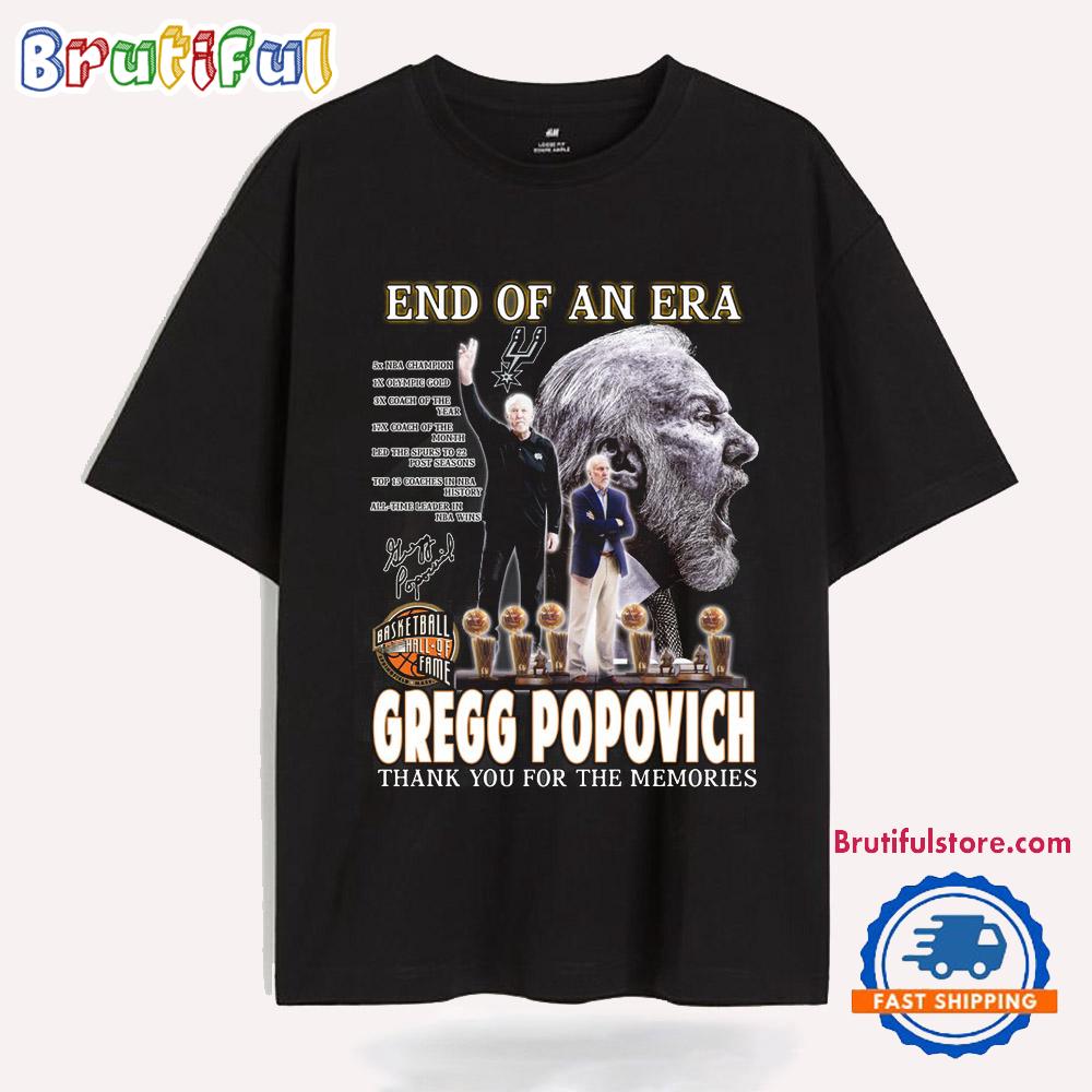 Gregg Popovich San Antonio Spurs End Of An Era Thank You For The Memories T Shirt