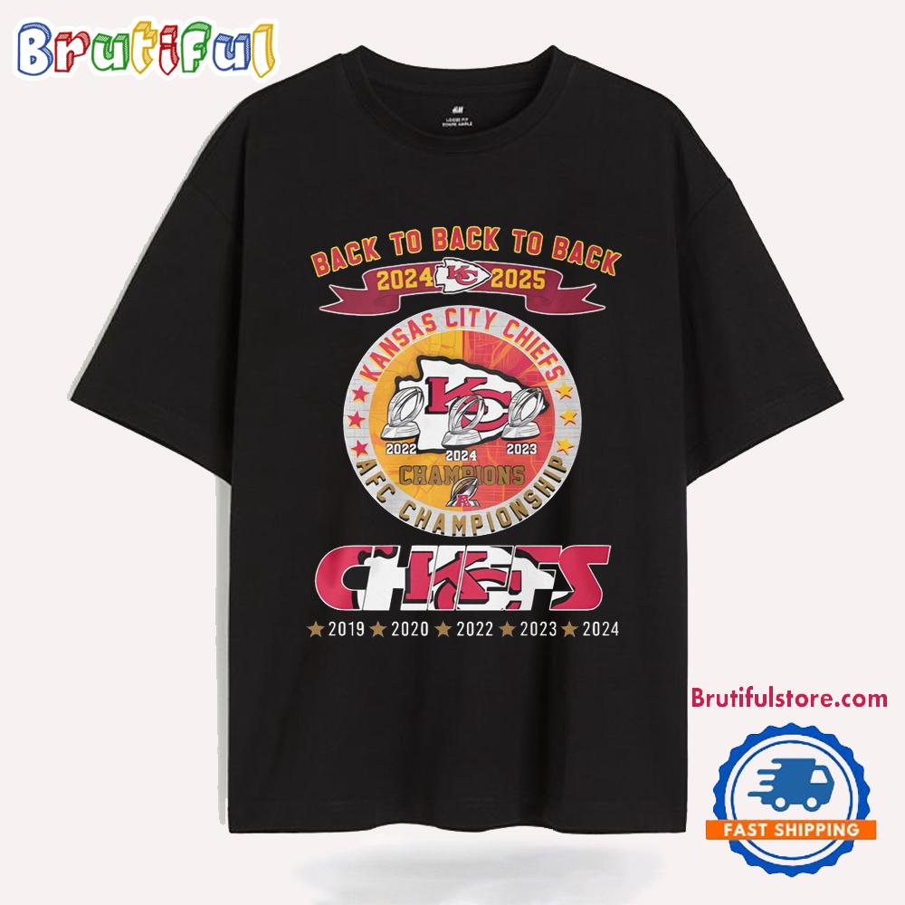 Kansas City Chiefs 2024 2025 Back To Back AFC Champions T Shirt