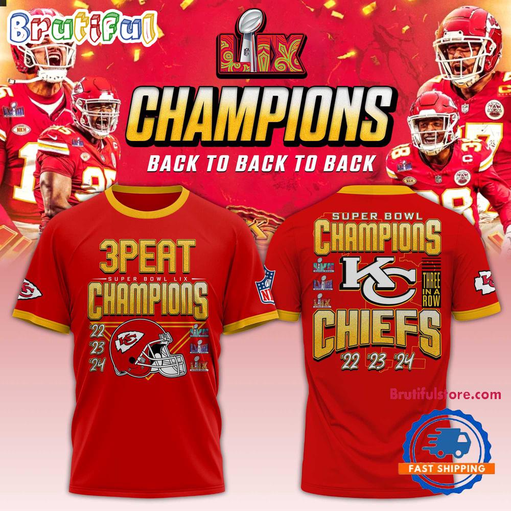 Kansas City Chiefs 3Peat Super Bowl LIX Champions Limited T Shirt