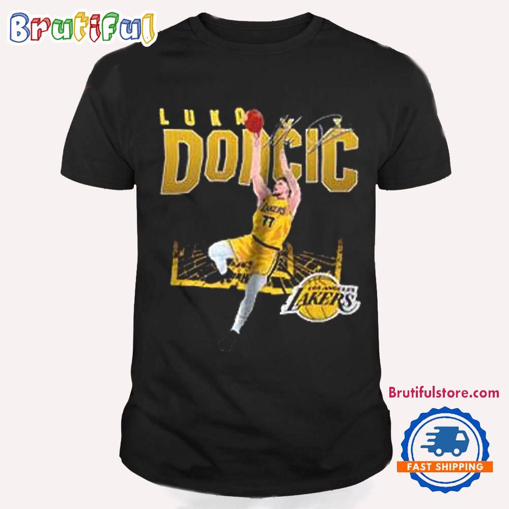 Luka Doncic Jump Shot Los Angeles Lakers Shattered T Shirt