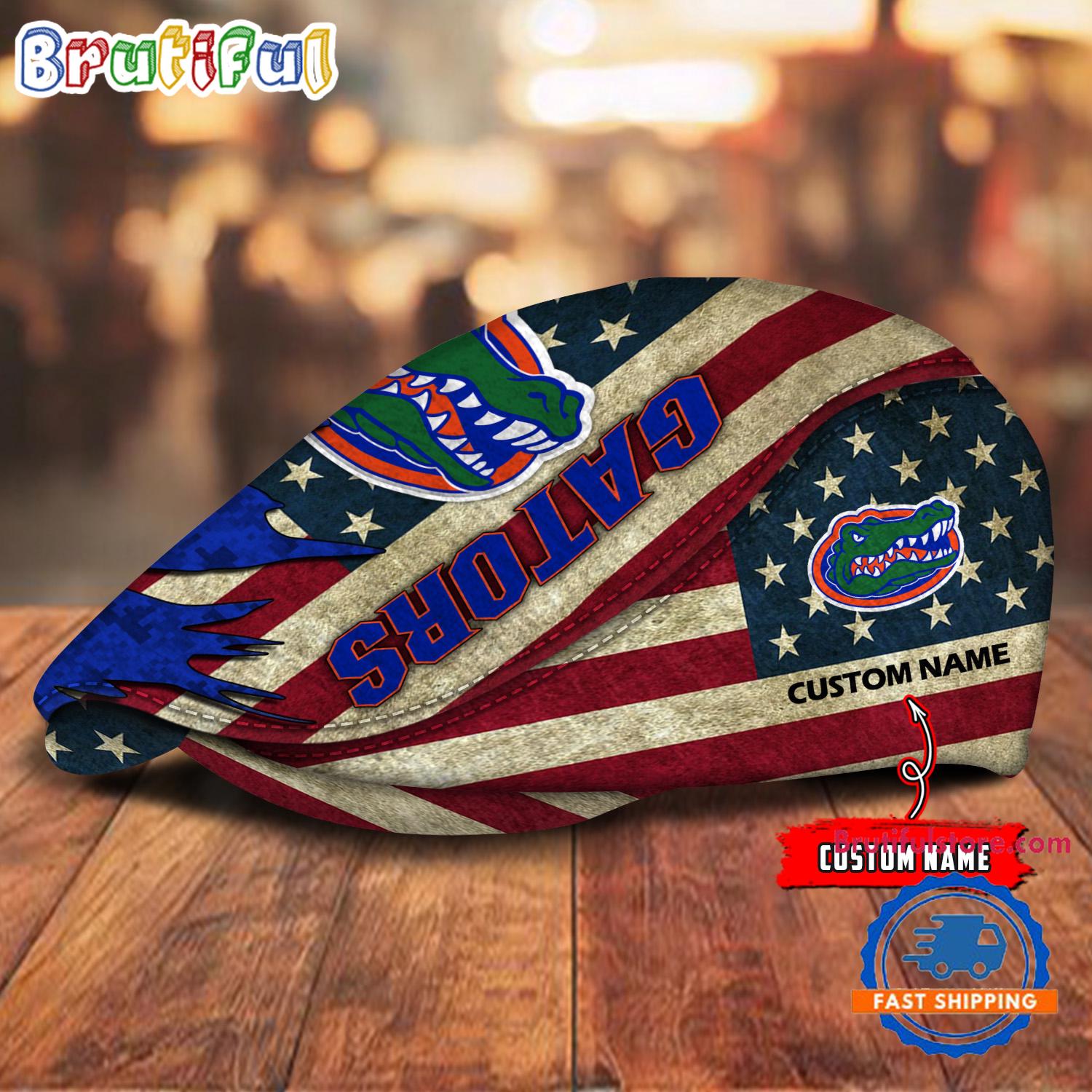 NCAA Florida Gators Sport American Flag Custom Name Jeff Cap