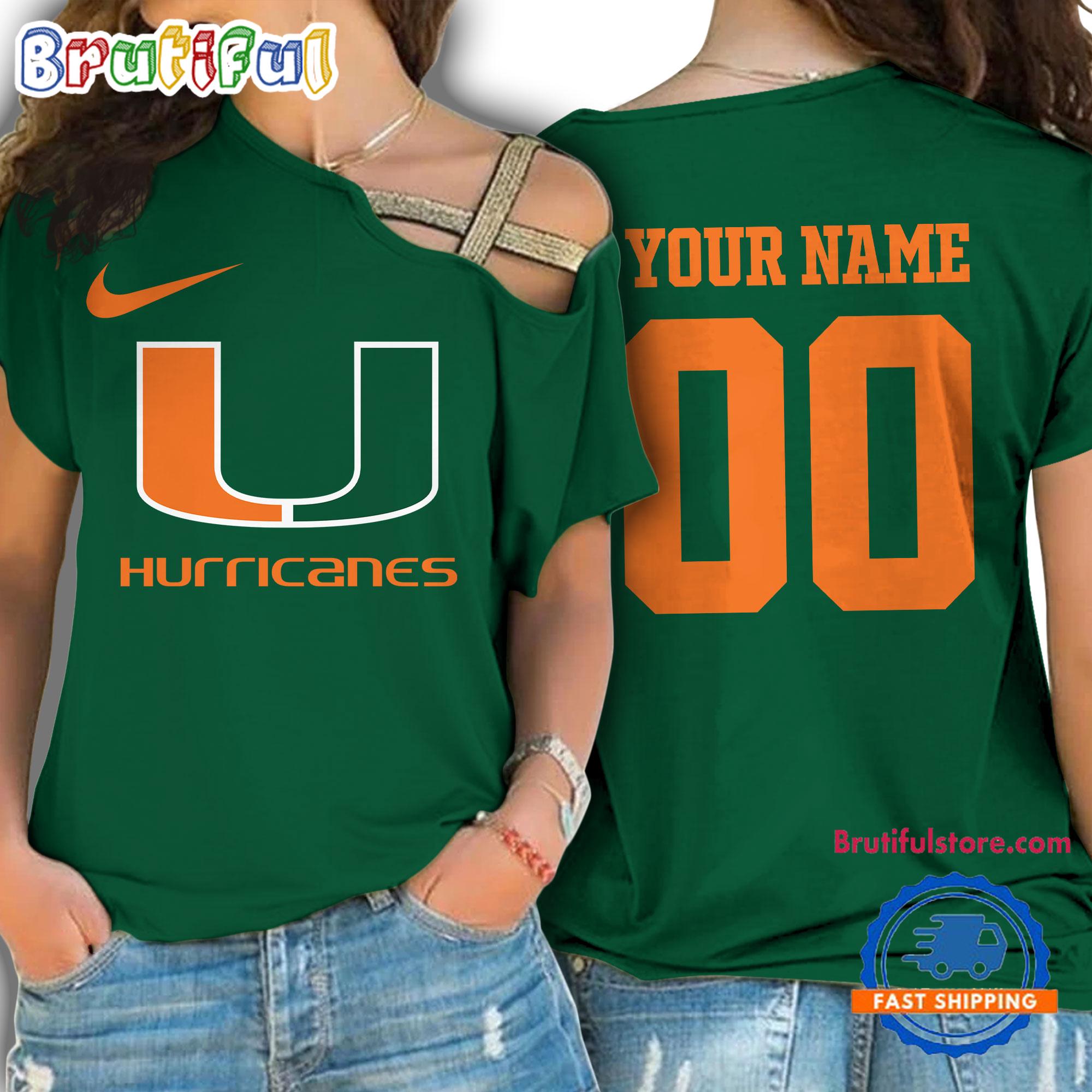 NCAA Miami Hurricanes Special Sport Team Custom Women's One Shoulder Shirt