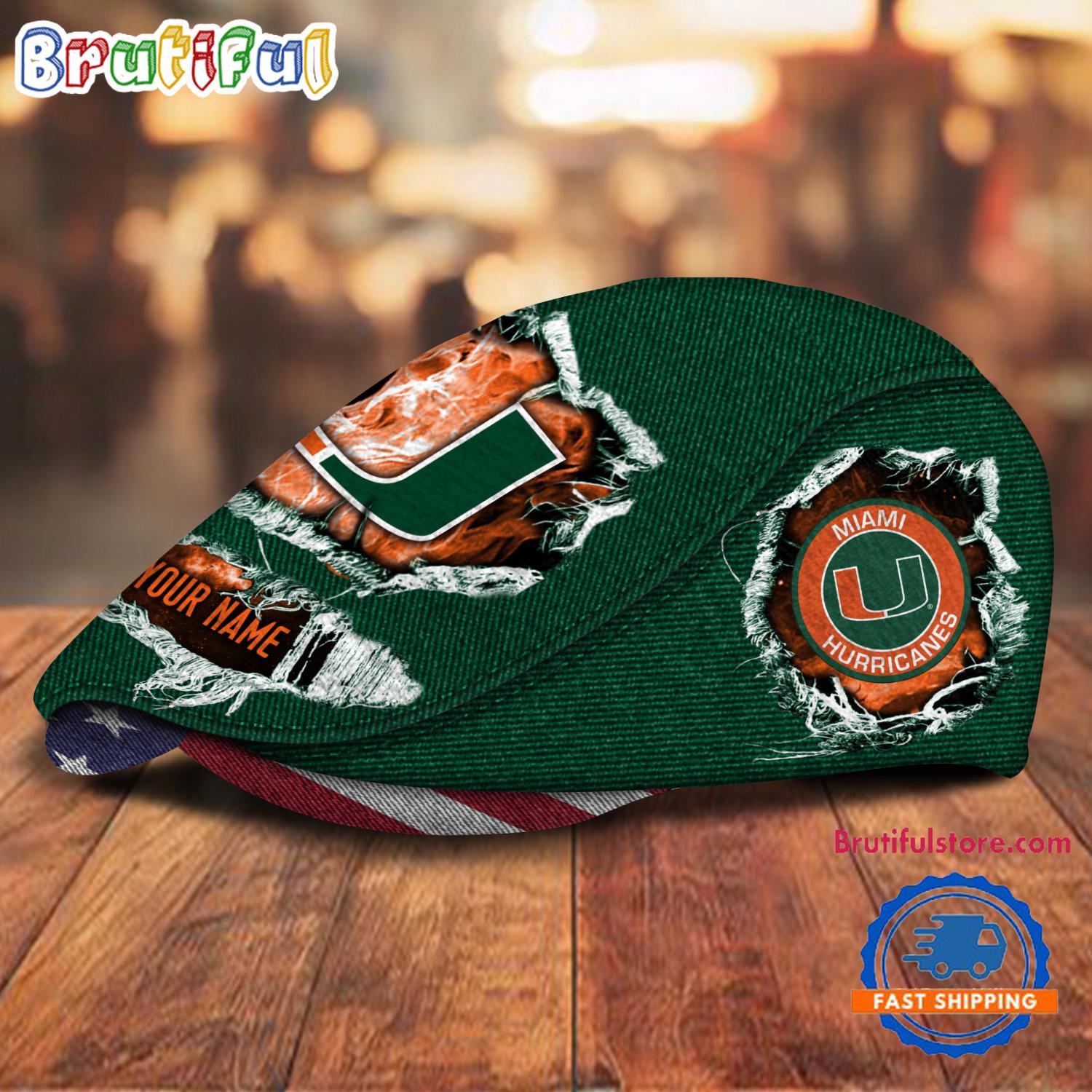 NCAA Miami Hurricanes Sport Team Design Jeff Cap