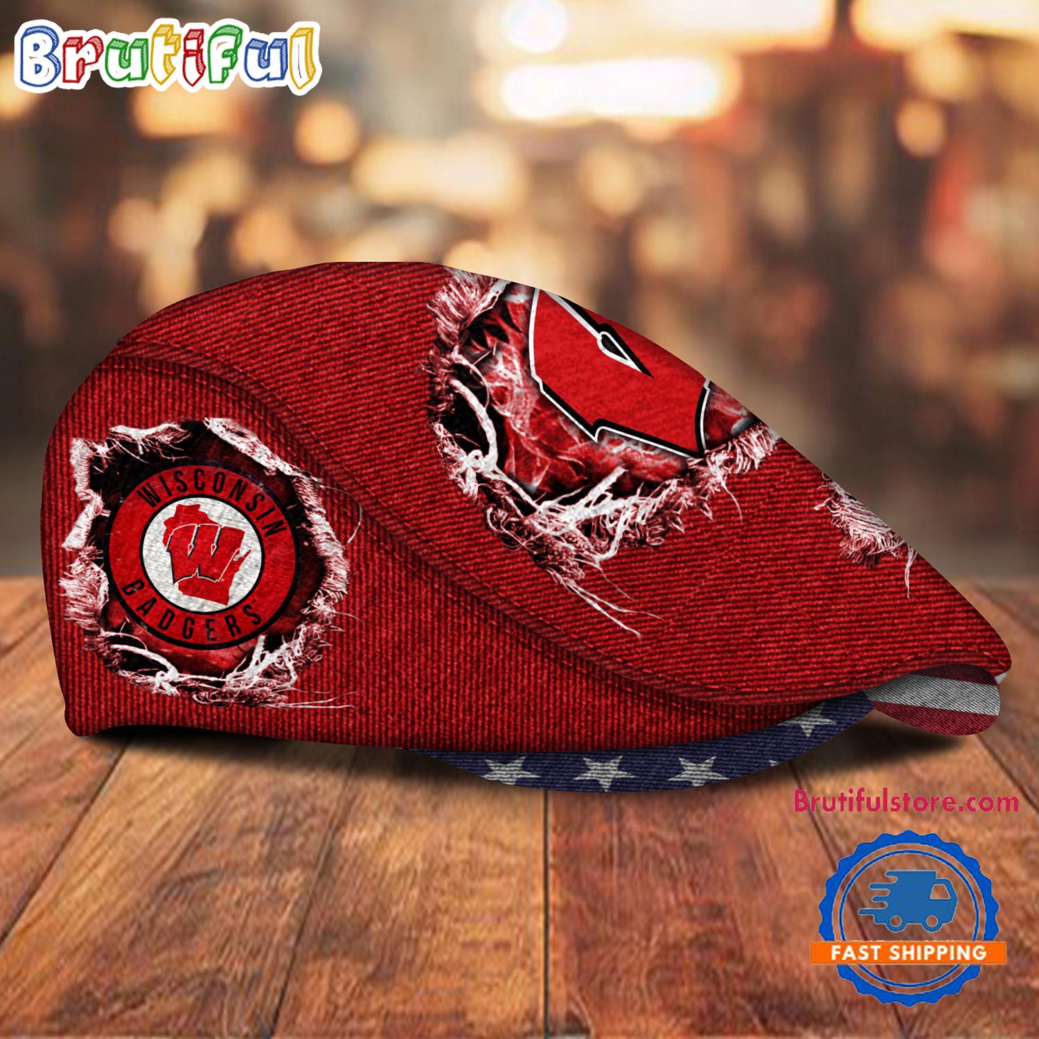NCAA Wisconsin Badgers Sport Team Design Jeff Cap