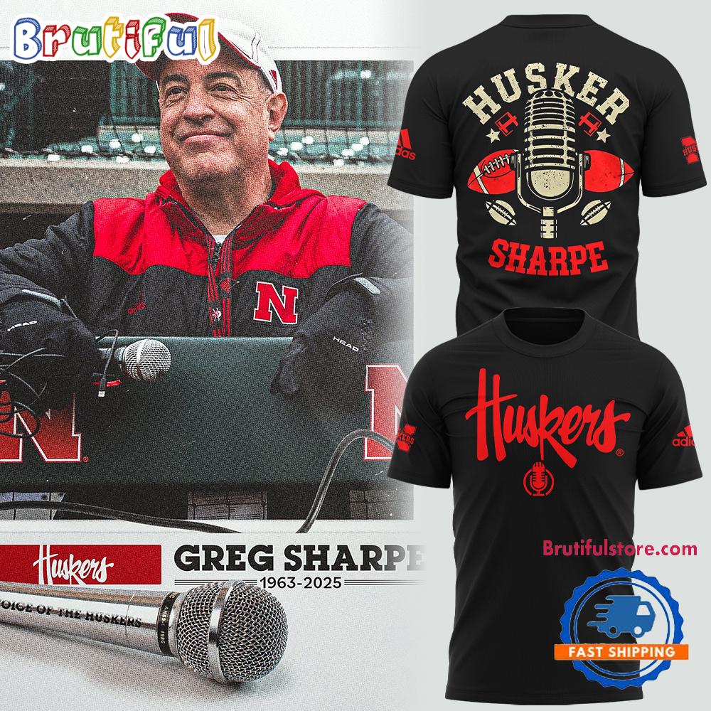 Nebraska Huskers Honoring The Legend Greg Sharpe Voice of the Huskers T Shirt
