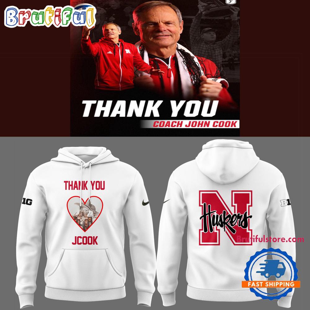 Nebraska Volleyball 2025 Limited Thanks Coach John Cook White Hoodie