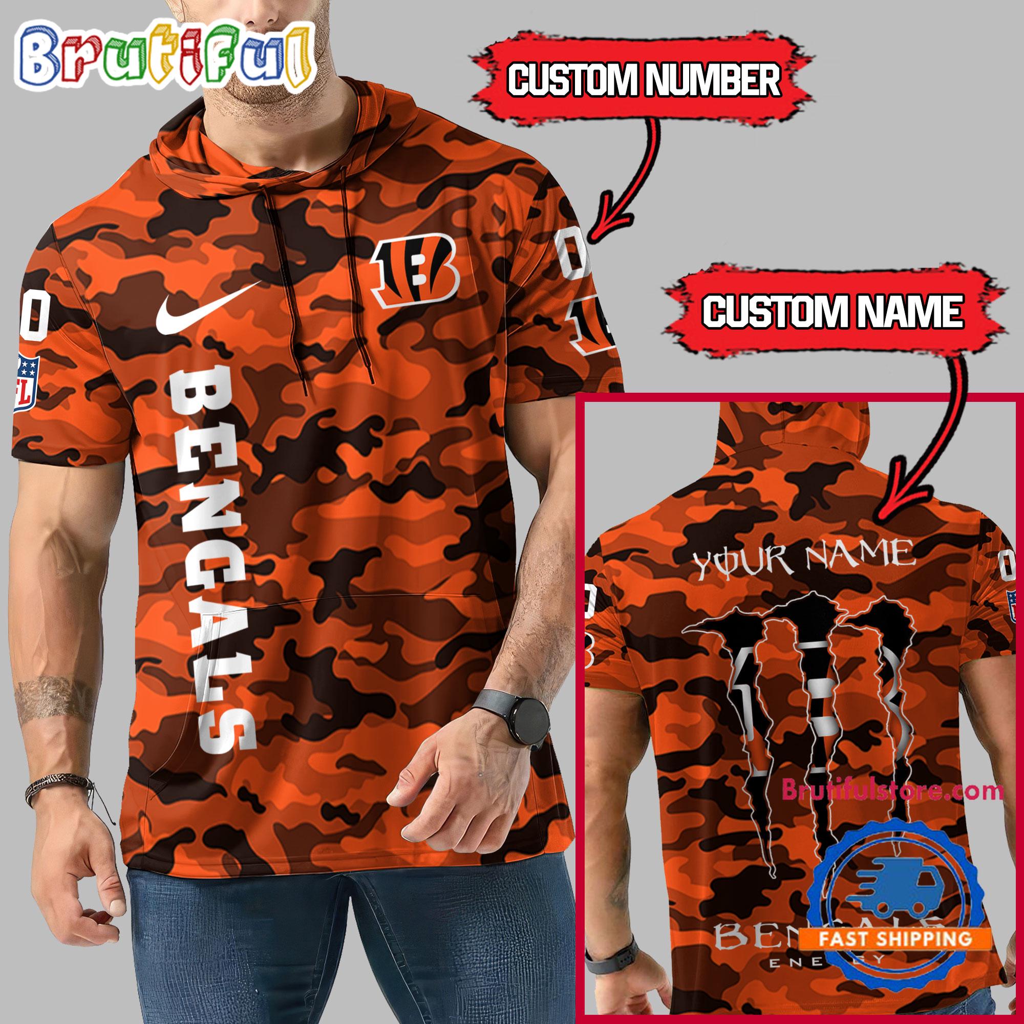 NFL Cincinnati Bengals Custom Name Camo Sleeveless Hoodie Design